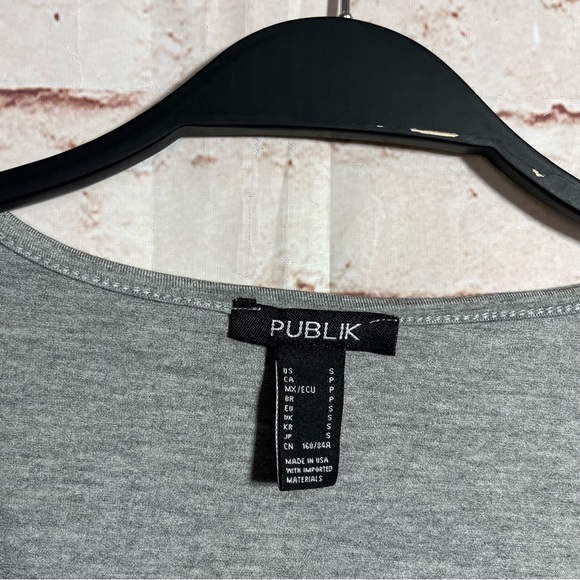 NWT Publik gray long sleeve ties crop top size small - Picture 3 of 6